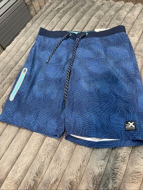 Xersion Blue Patterned Men's Swim Board Shorts